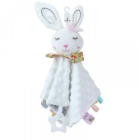 Peluche Bébé Nouveau-né - Couverture Doudou Animal Mignon - Lapin Éléphant - Serviette Apaisante - Lapin Blanc (1/4)