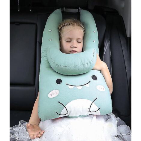 Oreiller de voiture pour enfants avec soutien de la tête et du cou, appui-tête doux et confortable - Singe brun (1/5)
