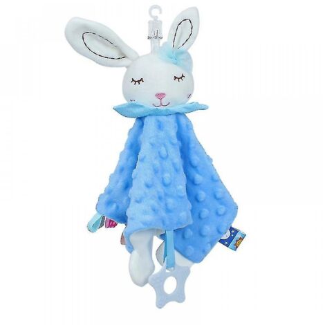 Peluche Bébé Nouveau-né - Couverture Doudou Animal Mignon - Lapin Éléphant - Serviette Apaisante - Lapin Bleu (1/4)