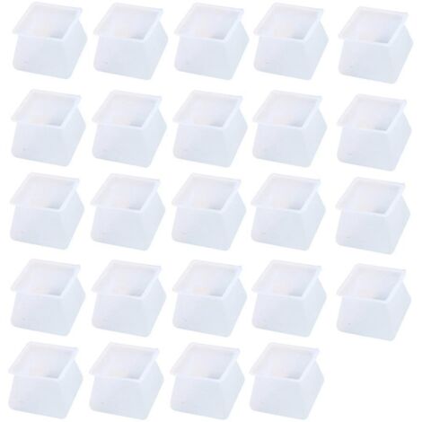 Lot de 24 embouts en silicone pour pieds de chaises - Protections pour pieds de meubles - Protège-pieds de tables et tabourets - Protection contre les rayures et les bruits - Silicone carré - Transpar (1/5)
