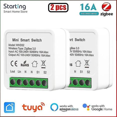 Lot de 10 mini interrupteurs intelligents Zigbee 3.0 Yandex Alice Tuya pour éclairage DIY et maison connectée (2 pièces) (1/5)