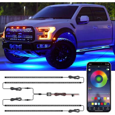 Éclairage extérieur de voiture, LED RGB sous caisse avec contrôle par application, capteur sonore, 16 millions de couleurs, mode musical personnalisable, 29 modes prédéfinis, éclairage sous caisse à 2 (1/5)