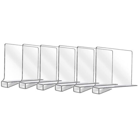 Lot de 6 séparateurs d'étagères en acrylique pour l'organisation de votre placard. (1/5)