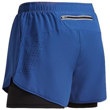 Short de sport homme 2023, short d'entraînement double couche, short d'été 2 en 1 pour la plage, le jogging, la salle de sport et la course à pied, ZL-Blue (1/5)