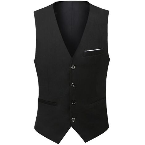 Gilet business homme uni, col V, coupe ajustée, noir - Taille S (1/4)