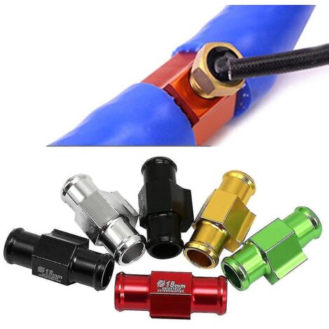 Adaptateur de tuyau universel pour capteur de température d'eau de moto 18/22 mm avec 2 colliers de serrage - Rouge (1/3)