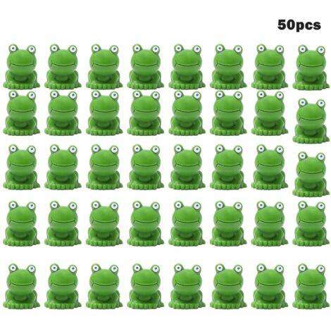 50 figurines de grenouilles miniatures réalistes en résine, aux couleurs vives, pour loisirs créatifs, décoration de jardin ou d'armoire. (1/5)