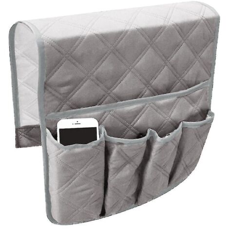 Organisateur de rangement pour accoudoir de canapé, support pour télécommande, sac de rangement gain de place pour canapé, fauteuil, table et armoire - Gris (1/5)
