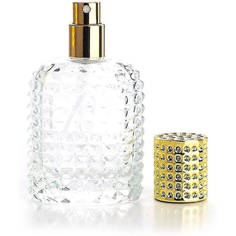 Vaporisateur de parfum/eau de Cologne vide, flacon en verre transparent rechargeable, vaporisateur à brume fine - 50 ml - Or (1/5)