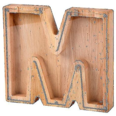 Tirelire en bois en forme de cochon avec l'alphabet - Lettres - Tirelire pour enfants (1/5)