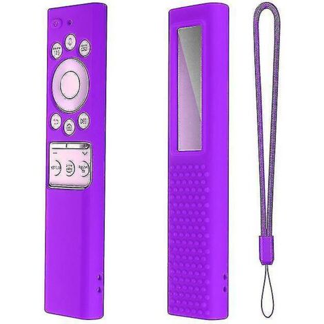 Étui de protection réutilisable pour télécommande, antidérapant et anti-poussière, compatible avec les téléviseurs intelligents Samsung HD 4K BN59. Avec dragonne et lavable. Couleur : violet. (1/5)