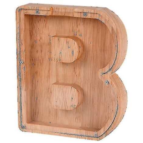 Tirelire en bois avec lettres de l'alphabet pour enfants (1/5)