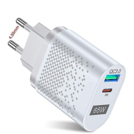 Chargeur portable 65 W Gan Quick Charge 3.0 Type C Pd USB avec prise en charge QC 3.0 - Conforme aux normes coréennes - Blanc (1/5)
