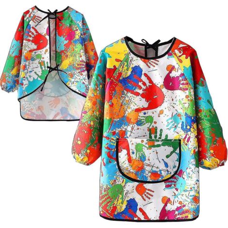 Blouse d'artiste imperméable pour enfants, tablier de peinture pour tout-petits avec poche pour filles et garçons. (1/5)