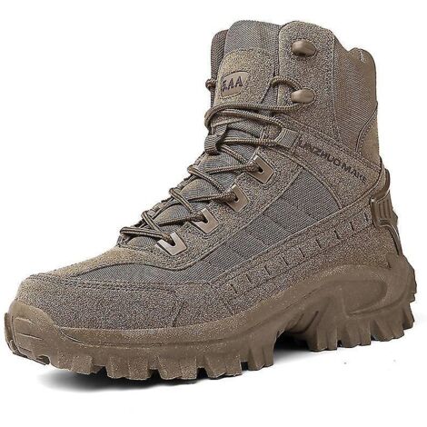 Bottes militaires Kideng pour hommes, bottes de combat, chaussures tactiques, chaussures de sécurité pour le travail, B21-41-Marron (1/5)