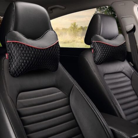 Lot de 2 coussins cervicaux de voiture en mousse à mémoire de forme, respirants et pour appui-tête (noir) - yyc - (1/5)