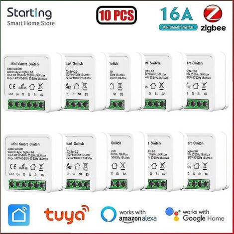 Lot de 10 mini interrupteurs intelligents Zigbee 3.0 Yandex Alice Tuya pour éclairage DIY et maison connectée. (1/5)
