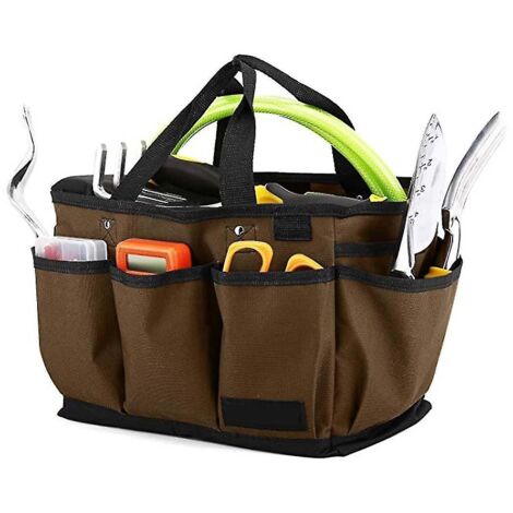 Sac fourre-tout de jardinage, sac de rangement de luxe pour outils de jardin et organisateur pour la maison avec poches, résistant à l'usure et réutilisable (c-1) -- café (1/5)