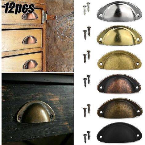 Lot de 6/12 poignées de porte/placard/tiroir rétro en forme de coquillage - Bronze rouge (1/3)