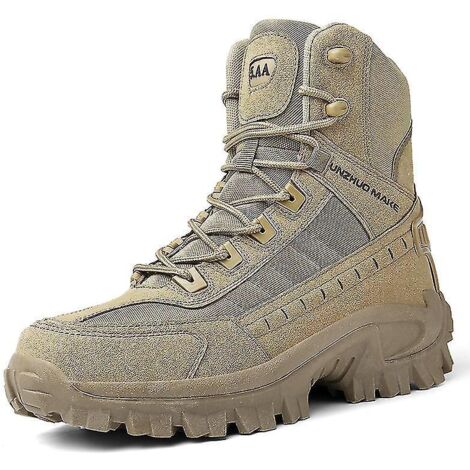 Bottes militaires Kideng pour hommes, bottes de combat, chaussures tactiques, chaussures de sécurité pour le travail, B21-45-Kaki (1/5)