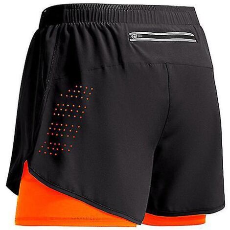 Short de sport homme 2023, short d'entraînement double couche, short d'été 2 en 1 pour la plage, le jogging, la salle de sport et la course à pied, coloris orange fluo ZS-Fluorescent (1/5)