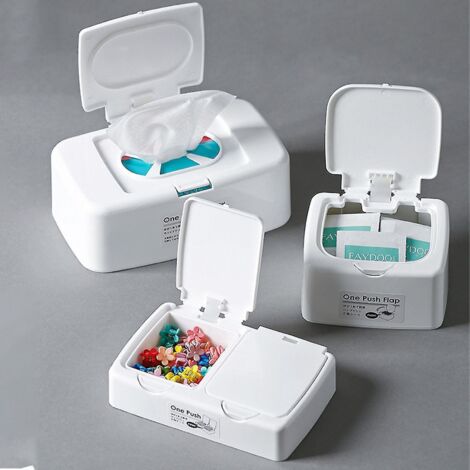 Boîte distributrice de lingettes humides à pression, lingettes humides avec couvercle, boîte de lingettes humides avec couvercle pour garder les lingettes fraîches et anti-poussière - Moyenne (1/5)