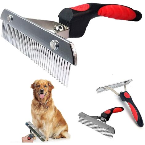 Brosses pour le toilettage des grands chiens, peigne à dents larges pour chiens à poils longs, brosse de toilettage avec manche antidérapant, peigne en acier pour Golden Retriever, Husky, Berger Allem (1/5)
