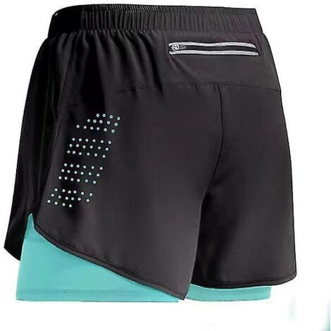 Short de sport homme 2023, short d'entraînement double épaisseur, short d'été 2 en 1 pour la plage, le jogging, la salle de sport et la course à pied, coloris ZL-Tiffany Blue (1/5)