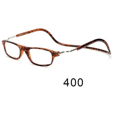 Lunettes de lecture magnétiques flexibles, pliables et réglables, à suspendre autour du cou - correction 400 - motif léopard (1/3)