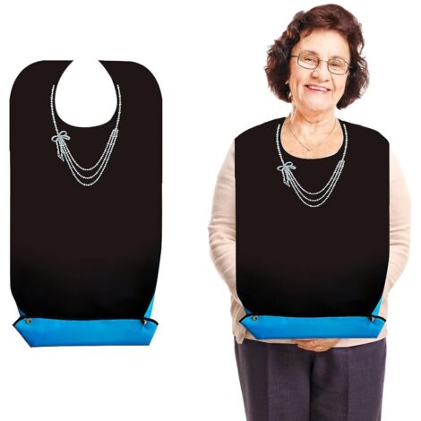 Bavoirs pour adultes âgés, lavables, imperméables et réutilisables. Élégants grands bavoirs pour femmes. Bavoirs pour adultes avec des motifs alimentaires. (1/5)
