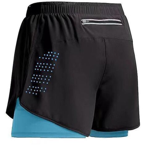 Short de sport homme 2023, short d'entraînement double couche, short d'été 2 en 1 pour la plage, le jogging, la salle de sport et la course à pied, tailles Z à XXL, bleu fluorescent (1/5)