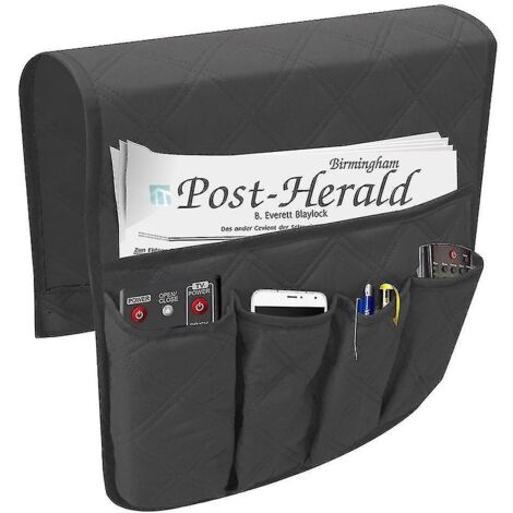 Organisateur de rangement pour accoudoir de canapé, support pour télécommande, sac de rangement gain de place pour fauteuil, table, armoire - Noir (1/5)