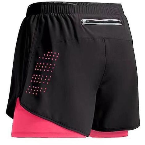 Short de sport homme 2023, short d'entraînement double épaisseur, pantalon 2 en 1 pour l'été, idéal pour la plage, le jogging, la salle de sport et la course à pied, tailles Z à XL, rose fluo (1/5)