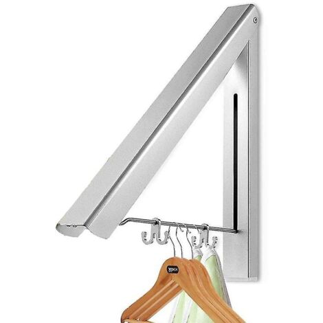 Portant à vêtements rétractable, cintre mural pliable - Argent (1/5)