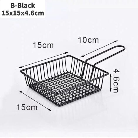 Panier à frites, seau à snacks, panier de rangement pour poulet frit, panier à friture, passoire à huile, vaisselle créative, récipient noir. (1/5)