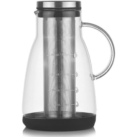 Cafetière à infusion à froid - Cafetière à infusion à froid en verre de 32 litres avec pichet et couvercle en silicone [gratuit] (1/3)
