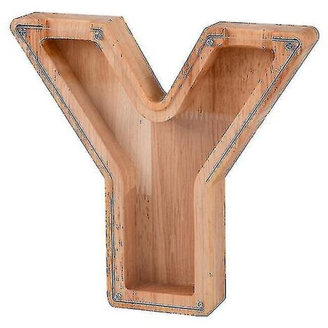 Tirelire en bois avec lettres de l'alphabet pour enfants (1/5)