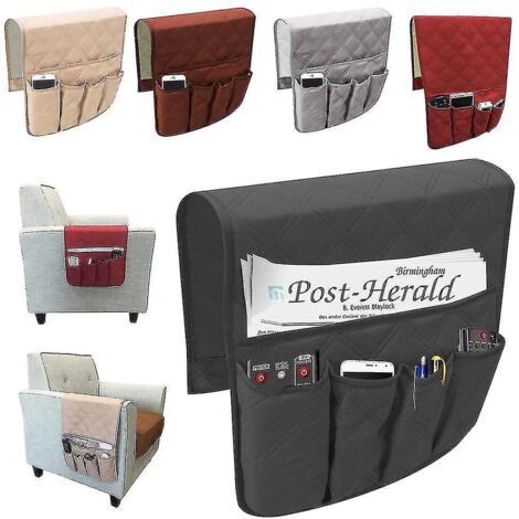 Organisateur de rangement pour accoudoir de canapé, support pour télécommande, sac de rangement gain de place pour fauteuil, table, armoire - Rouge (1/5)