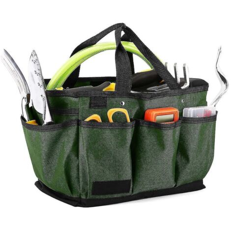 Sac fourre-tout de jardinage, sac de rangement de luxe pour outils de jardin et organisateur pour la maison avec poches, résistant à l'usure et réutilisable (c-1) - vert (1/5)