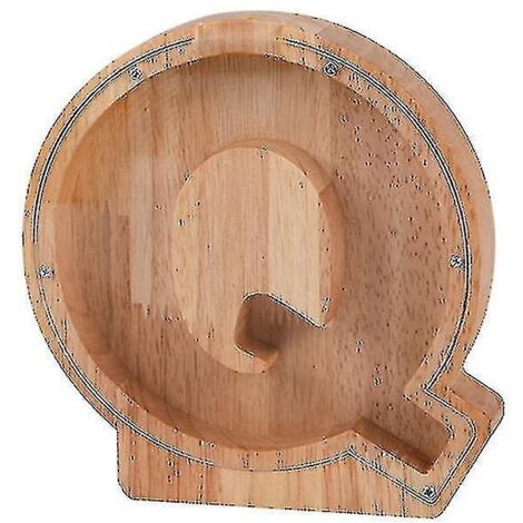 Tirelire en bois en forme de cochon avec l'alphabet - Boîte à monnaie pour enfants - Q (1/5)