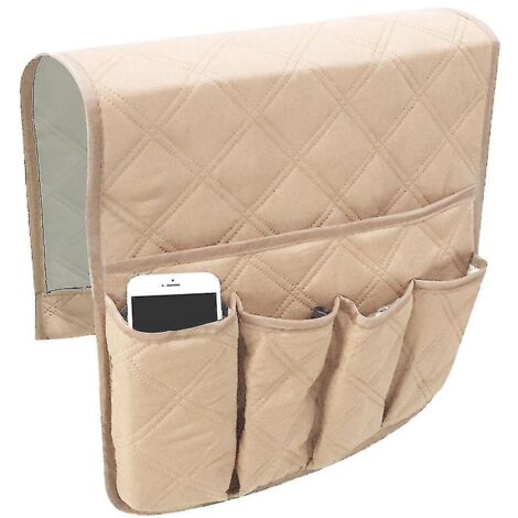 Organisateur d'accoudoir de canapé, support de télécommande, sac de rangement gain de place pour canapé, fauteuil, table et armoire - Beige (1/5)
