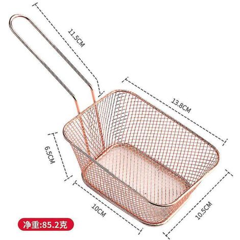 Panier à frites, seau à snacks, panier de rangement pour poulet frit, panier à friture, passoire à huile, vaisselle créative - J - Grand - Or rose (1/5)