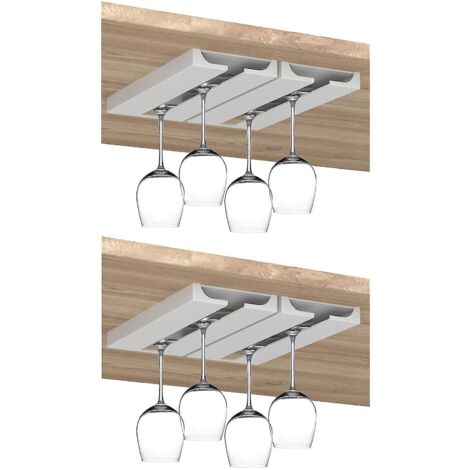Porte-verres à vin - Étagère à verres à pied sous meuble, support de rangement pour verres à vin - blanc - Lot de 4 (1/5)