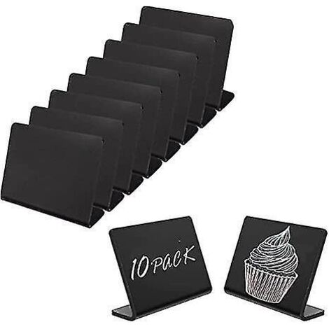 Mini tableaux noirs avec marqueur à craie liquide, petites étiquettes en bois avec chevalets de support, marque-places - 10 pièces (1/5)