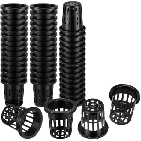 Lot de 100 godets en filet à mailles fendues de 1,77 pouce avec large rebord filtrant, pour pots, seaux et paniers hydroponiques. (1/5)