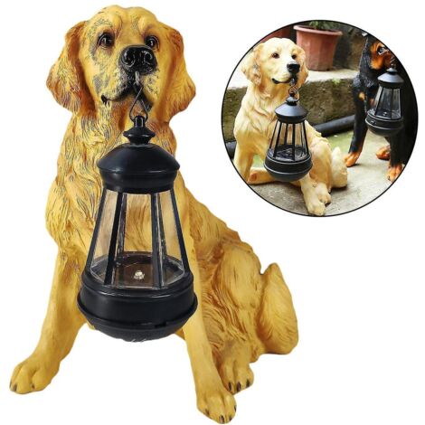 Lampe solaire LED décorative de jardin, figurine rustique de Golden Retriever --- (1/5)