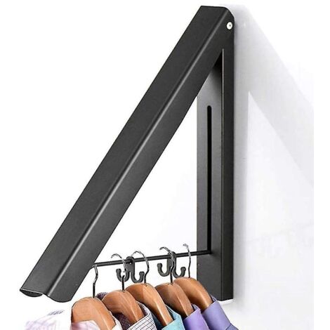 Portant à vêtements rétractable, cintre mural pliable - Noir (1/5)