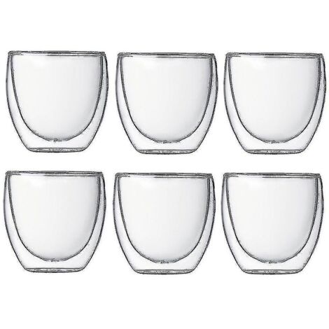 Lot de 6 gobelets isothermes en verre à double paroi de 80 ml (2,7 oz) de haute qualité pour expresso et thé. (1/5)