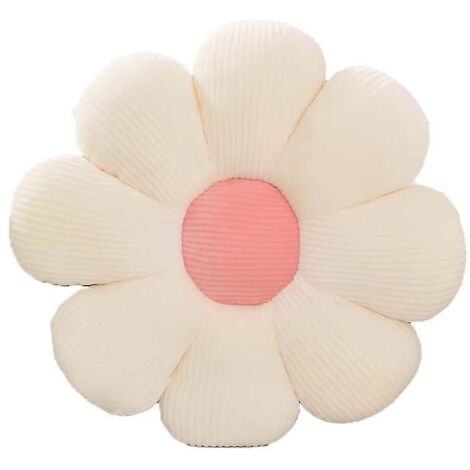 Coussin fleuri, coussin décoratif en forme de fleur, coussin de sol fleuri, coussin d'assise, coussin moelleux et mignon pour la chambre - 50 x 50 cm - blanc et rose (1/5)