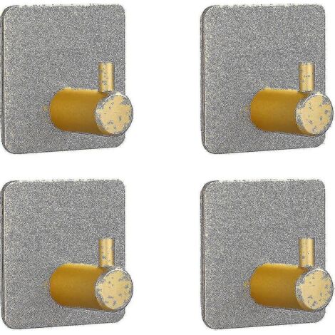 Lot de 4 crochets muraux adhésifs, fixation pour tableaux sans perçage, crochet mural adhésif (doré) Hs-- (1/4)